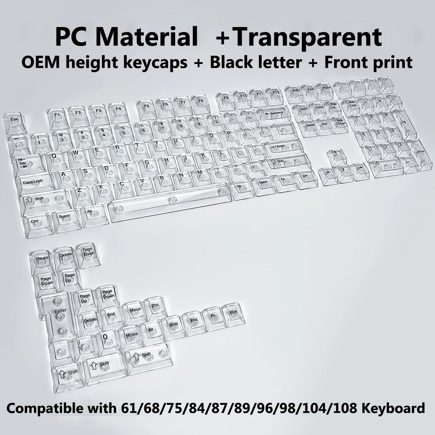 Clear, Transparent Keycap Set